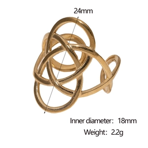 Detailed view of 18k gold plated ring with dimensions of 24mm diameter and 18mm inner width