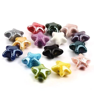 Colorful starfish ceramic beads for DIY jewelry making in various glazed finishes