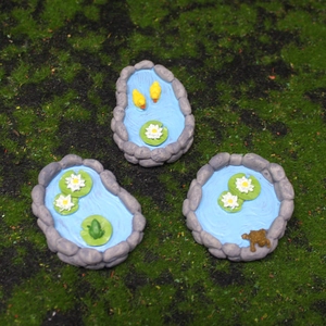 Three-piece miniature resin pond set with ducks, frog and turtle for micro landscape decor