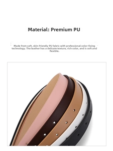Detailed view of multi-color PU leather belts with fine grain texture and pin buckle