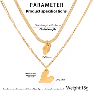 Detailed specifications of the double layer heart pendant stainless steel necklace