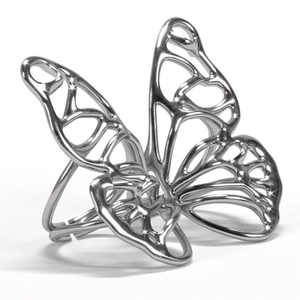 Set di anelli aperti in argento con design a farfalla traforata e finitura lucida