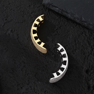 Iced out rhinestone hair claw clips set in gold and silver finish for hip hop fashion