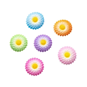 Colorful gradient resin daisy charms for DIY hair clips and phone case accessories