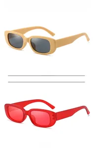 Retro square frame sunglasses in cream and transparent red with wide temples