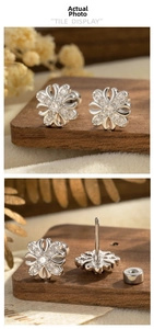 Détails des boucles d'oreilles iris en argent avec cristaux et fermoir à vis