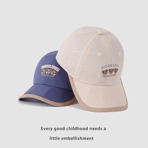 Berretto da baseball per bambini ad asciugatura rapida con ricamo tre orsi navy e beige