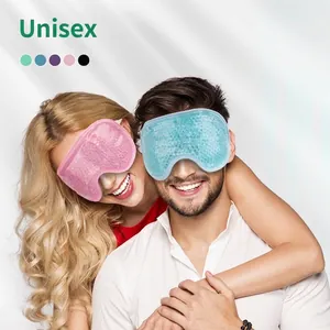 Gel Beads Eye Mask For Hot Cold Compress Cooling Soothing Plush Backing Adjustable Strap Sleep Travel Eye Care