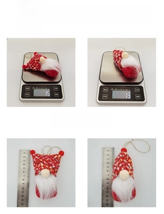 Detailed view of handmade Christmas gnome ornaments with precise weight and size measurement