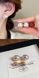 Detailed view of 18K gold plated square zircon earrings with interchangeable pearl backs