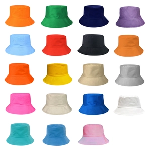 Bucket Hat Cotton Polyester Sunshade Breathable Plain Solid Color Outdoor Fishing Sun Cap For Men Women Casual
