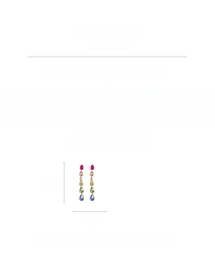 Detailed size specifications for colorful rhinestone teardrop tassel earrings with silver pins