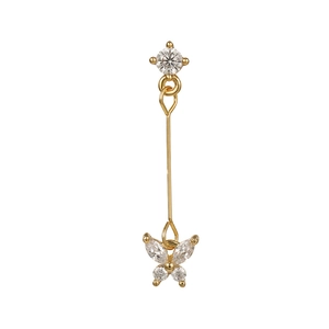 Elegant gold butterfly drop earrings with cubic zirconia and minimalist screw back design