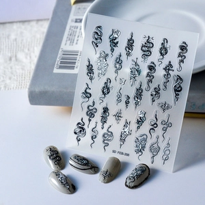 5D Embossed Nail Stickers Self Adhesive Waterproof Gothic Dark Snake Rose Butterfly Totem DIY Nail Art Decals For Women