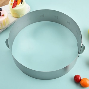 Adjustable stainless steel round mousse ring mold with scale markings for cake baking