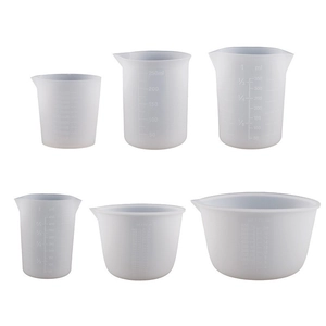Juego de 6 tazas medidoras de silicona para resina con escalas claras para mezclas