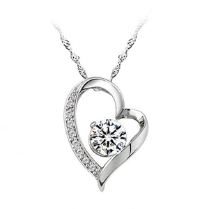 925 Sterling Silver Heart Pendant Necklace Zirconia Inlaid Pave Heart Shaped Jewelry Gift For Women Girls Fashion Accessories
