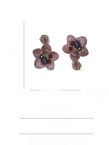 Dimensions détaillées et spécifications des boucles d'oreilles fleur rose avec tige en argent S925
