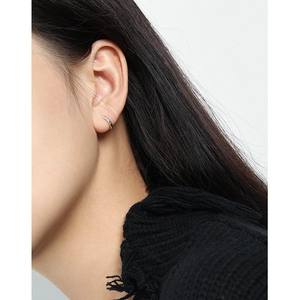 Minimalist S925 sterling silver geometric hoop earrings in mixed silver and gold tones