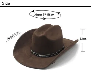 Tabella taglie per cappello da cowboy in finta pelle scamosciata marrone con misure