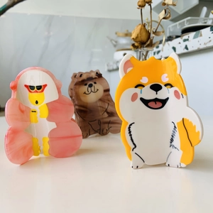 Handmade Acetate Cartoon Animal Hair Claw For Women Cute Rooster Monkey Shiba Inu Brown Bear Rabbit Hair Clip Shark Clip