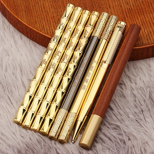Brass Signature Pen Bamboo Joint Shape Retro Metal Business Writing Stationery Gift Black Ink Novelty