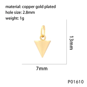 Macro detail of gold plated geometric star cone pendant with 13mm by 7mm dimensions