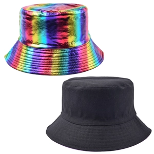 Bob métallique arc-en-ciel avec version réversible en tissu noir pour hommes et femmes
