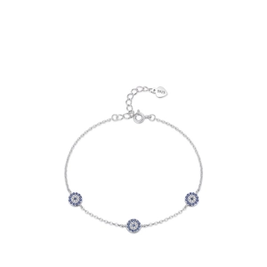 Evil Eye Bracelet 925 Sterling Silver With Blue White Zircon Minimalist Adjustable Chain Jewelry For Women Fashion Gift