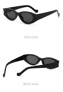 Detail view of retro oval sunglasses featuring wide temples and precise hinge construction