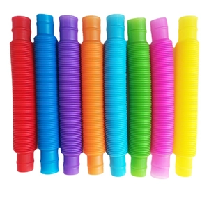Set of 8 colorful stretchable pop tubes toy for sensory play and stress relief on white