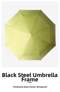 Top view of olive green umbrella showing black steel frame and windproof structure