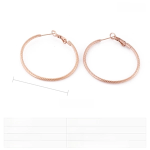50mm rose gold twist-textured hoop earrings in stainless steel with a 2mm thickness