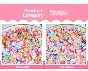DIY colorful polymer clay heart and pastry slices for nail art and slime accessories