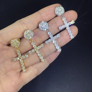 Hip Hop Kreuz Ohrhänger Mikropave Zirkonia Messing Iced Out Modeschmuck Für Damen Und Herren