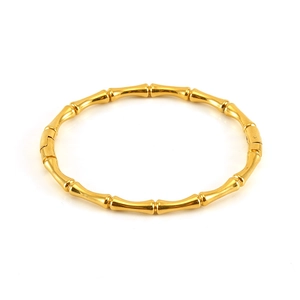 Bamboo style 18K gold-plated titanium steel bracelet for women in minimalist design