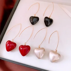 Boucles D'Oreilles Pendantes Coeur Avec Tige En Argent Sterling 925 Et Künstliche Perle D'Imitation Bijoux Élégants Pour Femmes