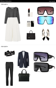Flat lay of oversized shield sunglasses paired with high-end fashion outfits and accessories