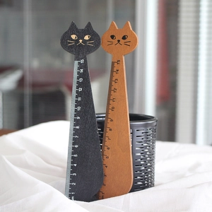 Minimalist 15cm wooden rulers in black and brown finish for students and office use
