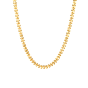 Elegant gold wheat leaf pattern necklace in polished minimalist stainless steel style