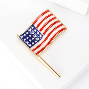 Creative American flag enamel brooch with vibrant red white and blue metal finish