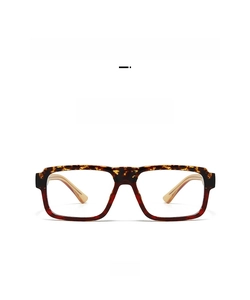 Front view of retro square tortoise shell glasses frame with blue light blocking lenses