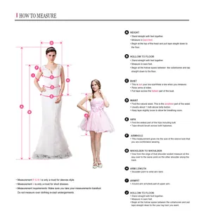 Detailed measurement guide for V-neck lace evening dress with sizing instructions