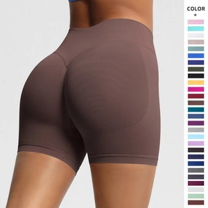 Short De Yoga Sans Couture Taille Haute Levage Des Fesses Nylon Spandex Sport Gym Fitness Séchage Rapide