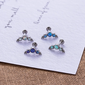 Lot de piercings labret en acier inoxydable avec opales colorées pour lèvres et cartilage
