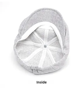 Detailed macro view of the breathable cotton linen beret interior with sweatband