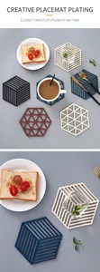 Détails de dessous de plat hexagonaux en silicone résistant à la chaleur avec motifs