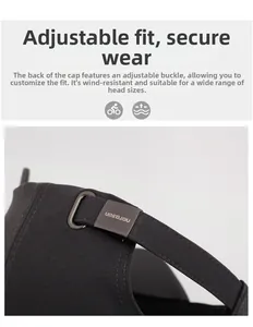 Detailed view of adjustable metal buckle and twill fabric texture on baseball cap