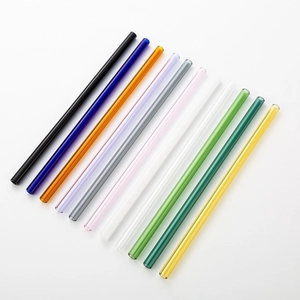 Colorful heat-resistant borosilicate glass straws in twelve various vibrant colors