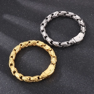 Men's 10mm stainless steel curb chain bracelet set in gold and silver finishes